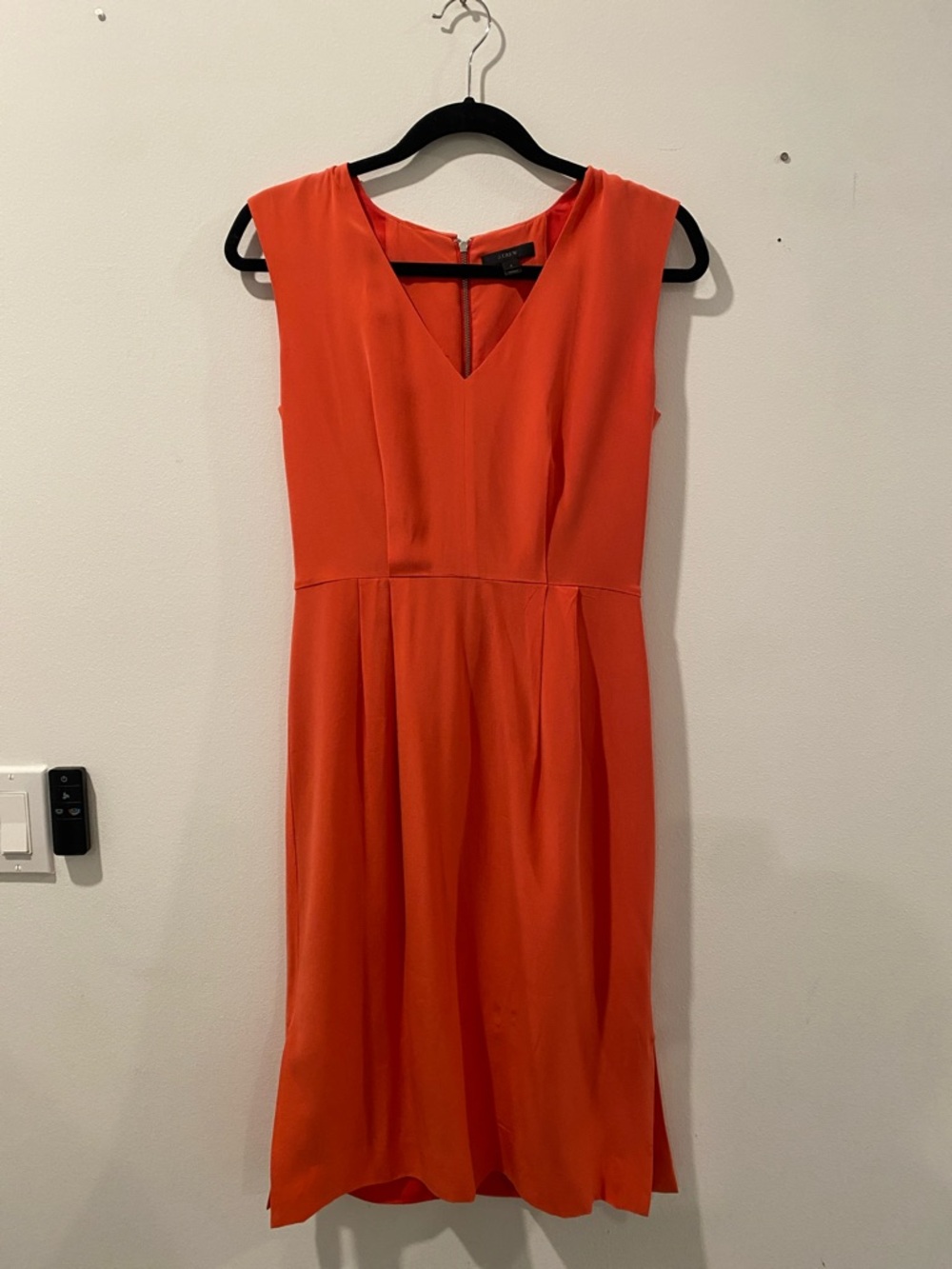 J. Crew Bright Orange V-Neck Midi Dress